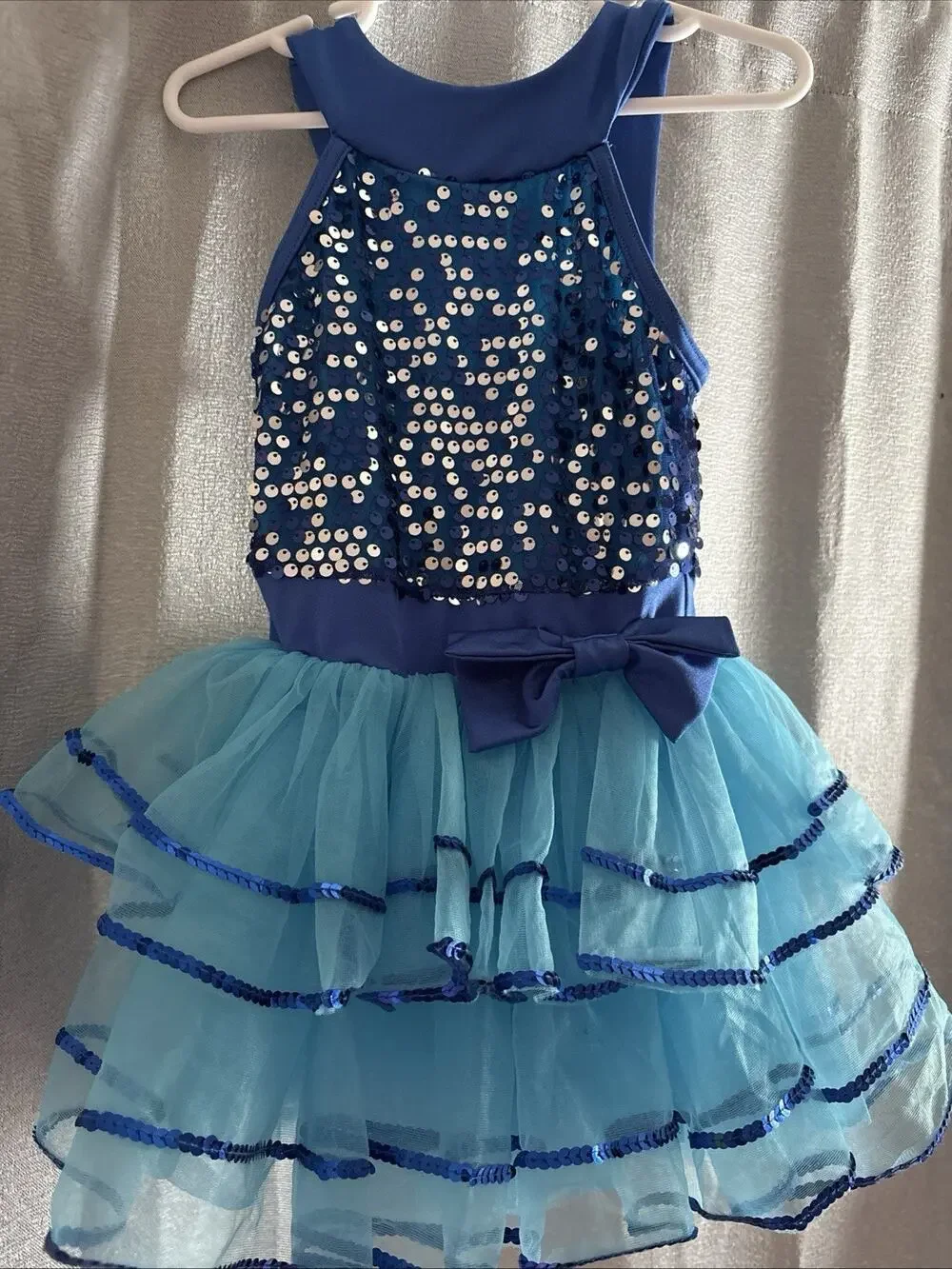 Weissman Dance costume dress blue sequin child Size XSC